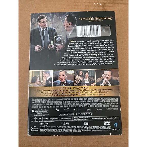 The King's Speech (DVD, 2010) Rated R 119 Min. 4 Acadamy Awards Best Picture - Picture 2 of 2